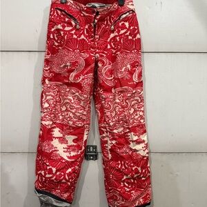 Stylish Red and Cream Women's Ski Pants